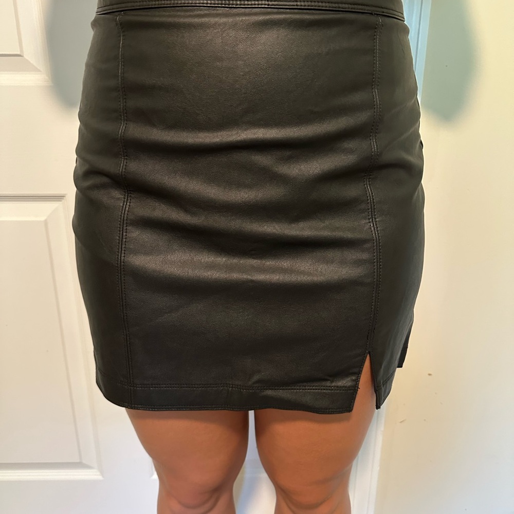 Abercrombie Black Faux Leather Mini Skirt